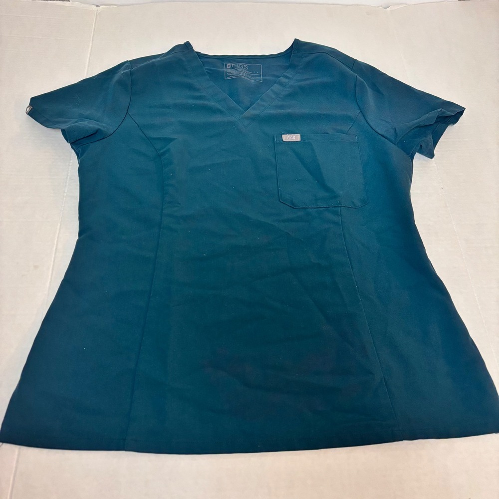 Figs Casma One-Pocket Scrub Top Teal Womens LTechnical Collection scrubs - Picture 3 of 12